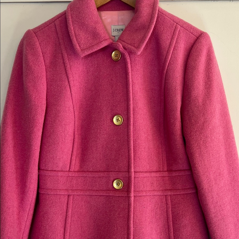 JCrew Factory Pink Wool Lady Coat with Gold Buttons - Picture 5 of 10